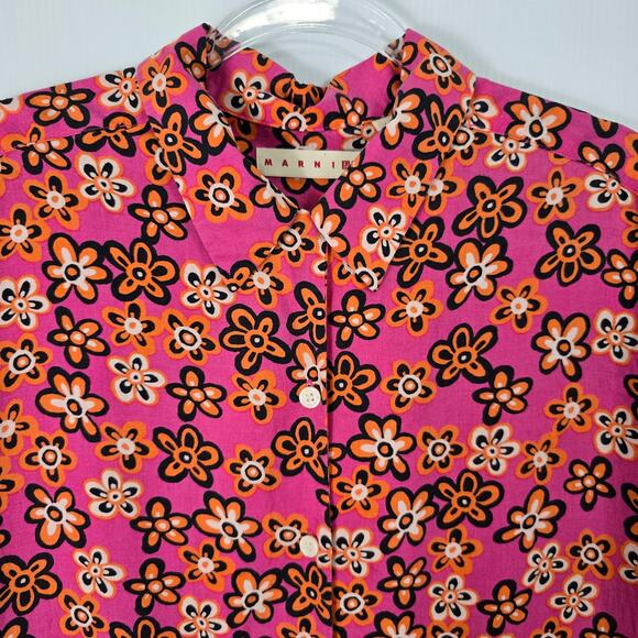 Marni x Uniqlo Mixed Pattern Pleated Shirt Dress Floral Plaid Colorblock Large - Picture 5 of 8